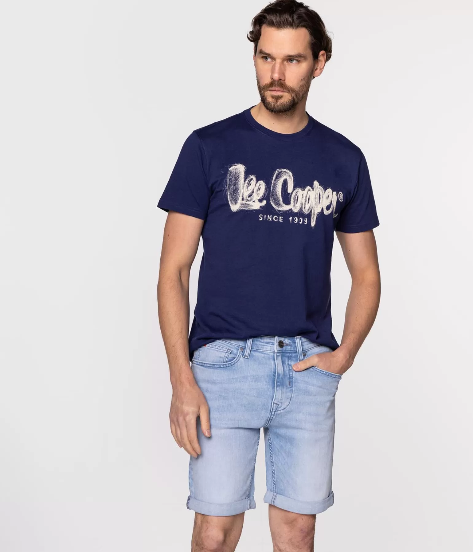 Lee Cooper Bermudy*Bermudy Jeansowe DUST 1223 LIGHT WASH