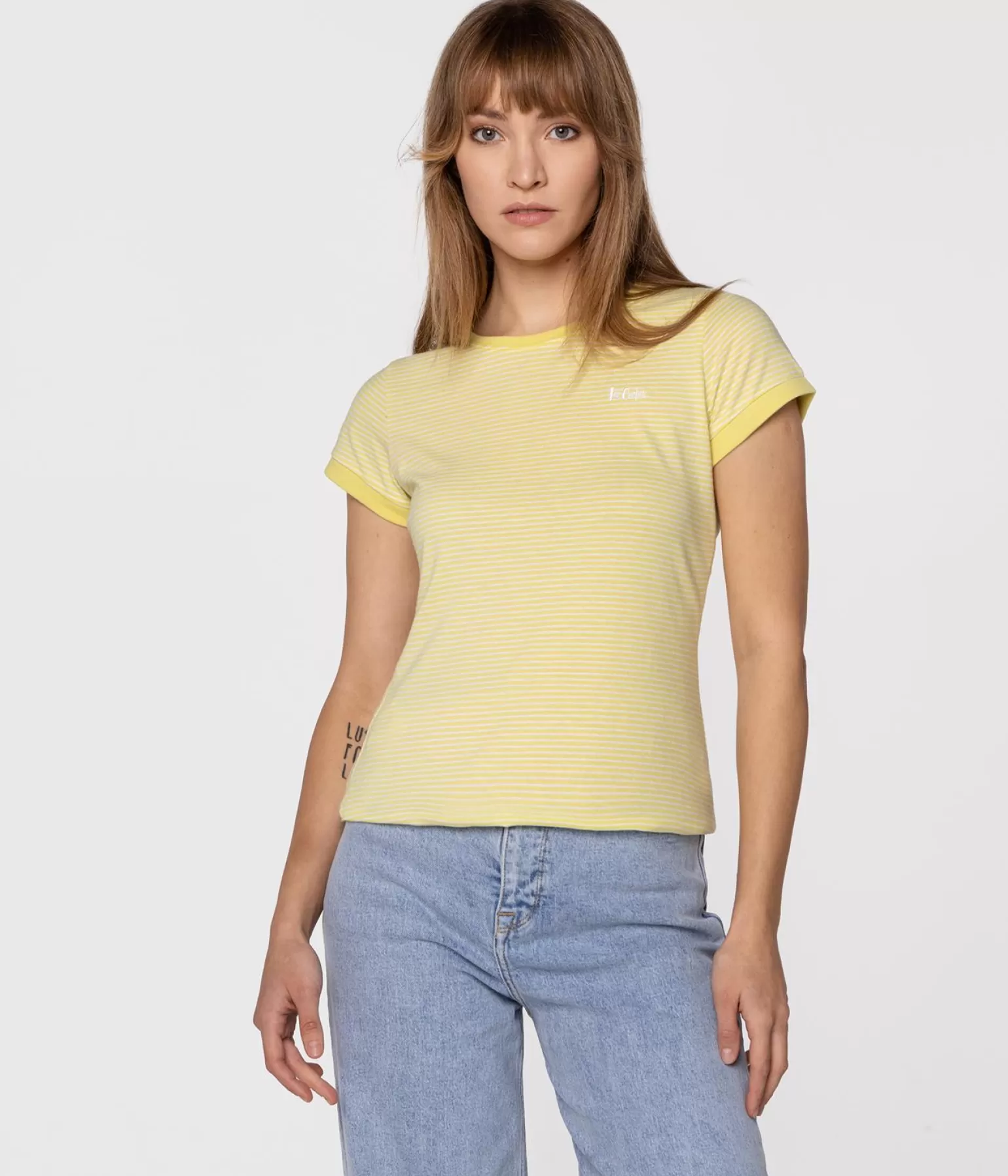 Lee Cooper T-shirty*Dopasowany T-shirt W Poziome Paski ALINE 6040 ENDIVE