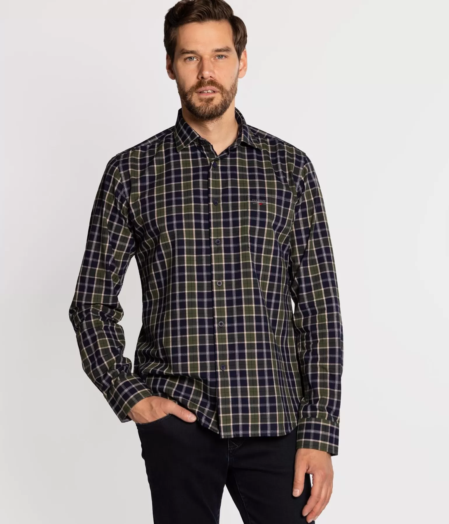 Lee Cooper Koszule*Koszula Męska Slim WINDSOR KZ15 DARK FOREST