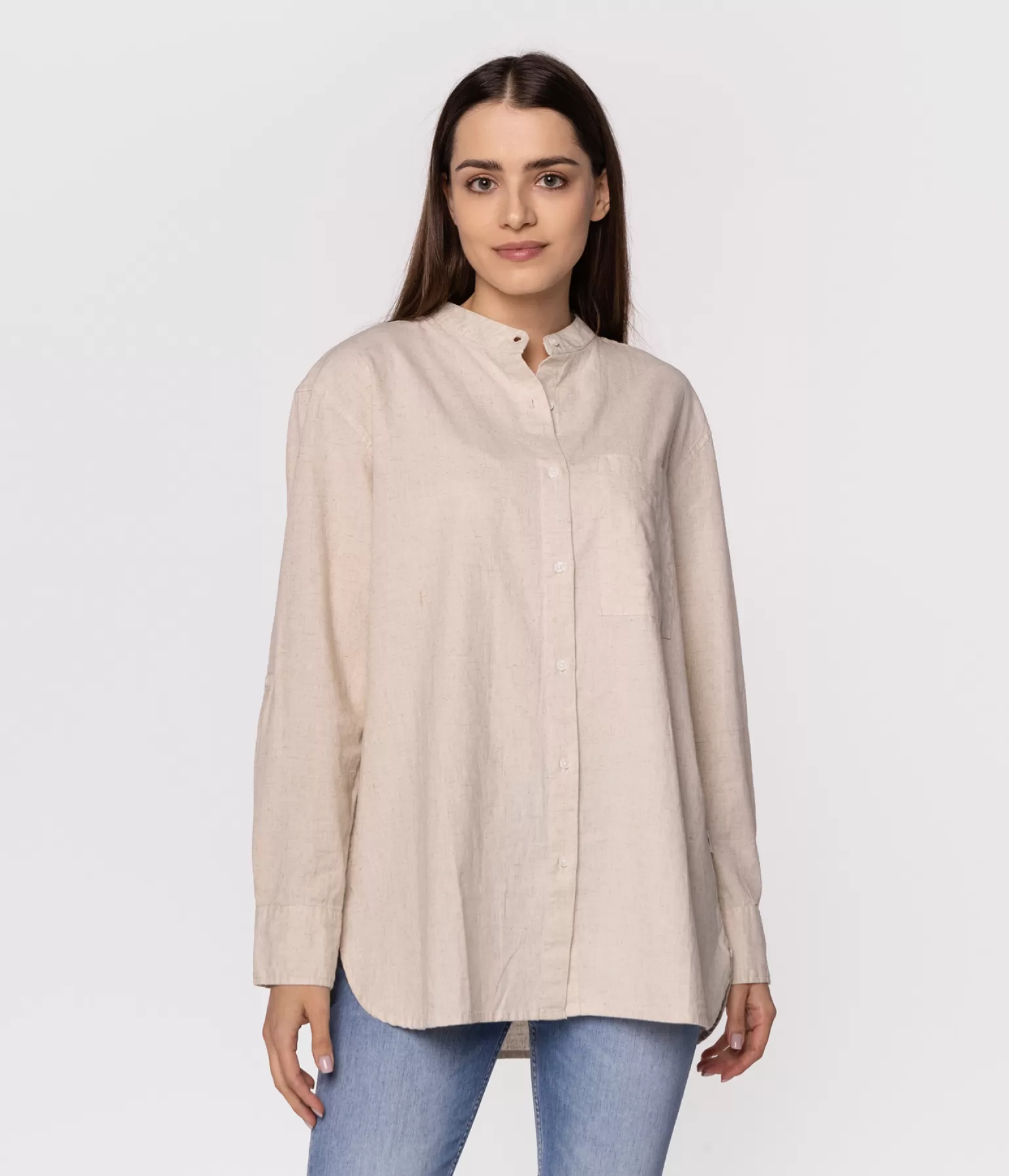 Lee Cooper Koszule*Koszula Oversize Z Lnem LISA 2060 BEIGE