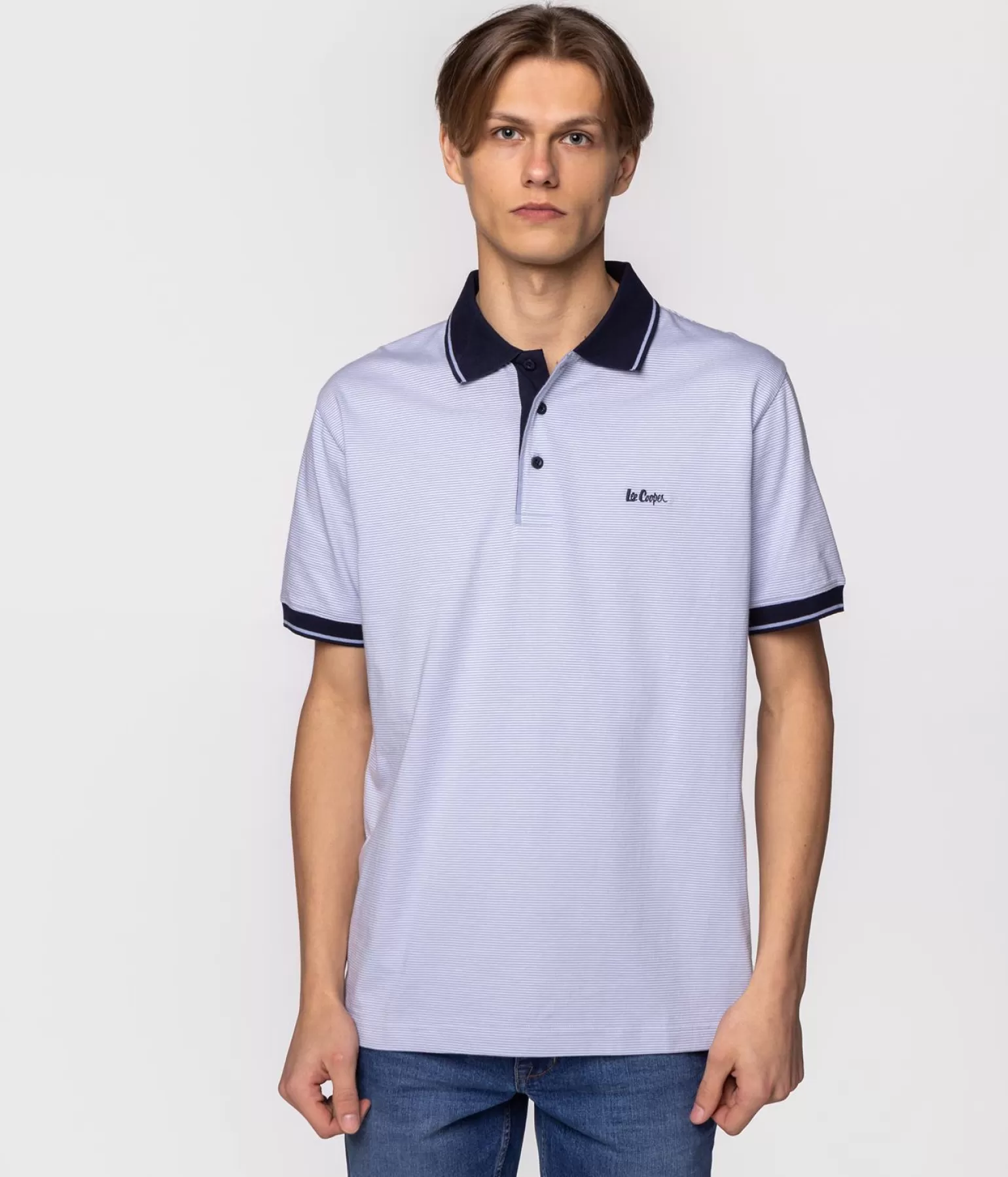 Lee Cooper Polo*Koszulka Polo W Drobne Paski AXEL 4142 BLUE