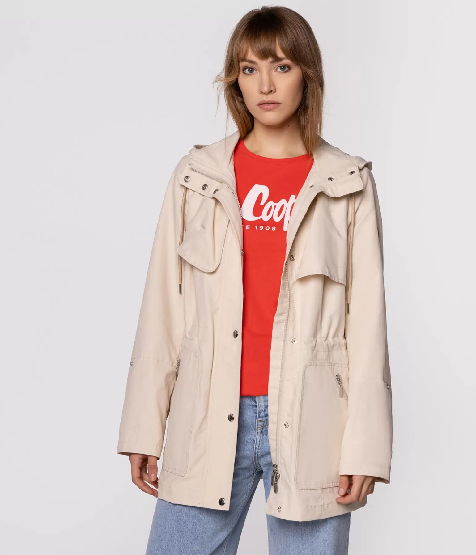 Lee Cooper Kurtki*Przejściowa Parka Z Kapturem VIOLA 6700 BEIGE