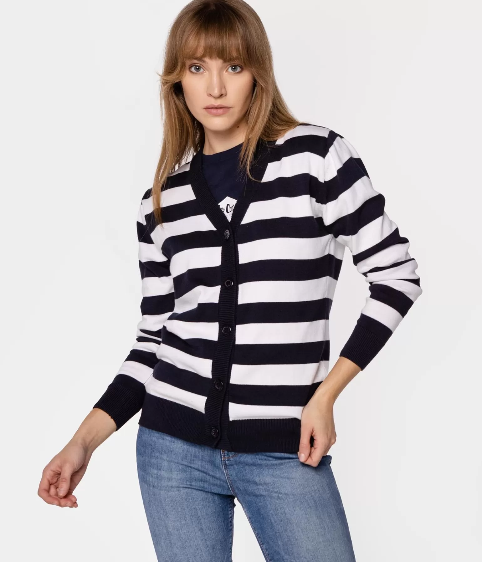 Lee Cooper Swetry*Rozpinany Sweter GLEDA 4807 NAVY STRIPES