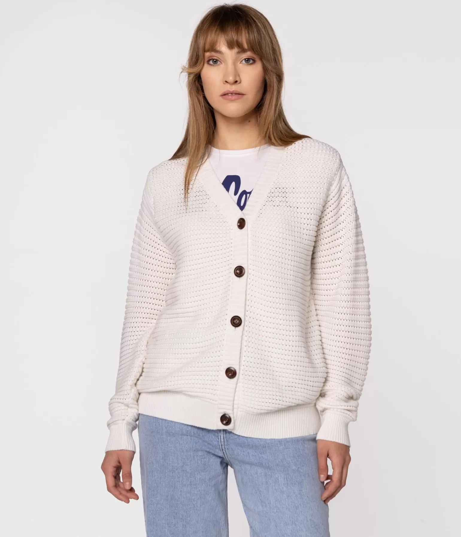 Lee Cooper Swetry*Rozpinany Sweter  GRETA 4801 OFF WHITE