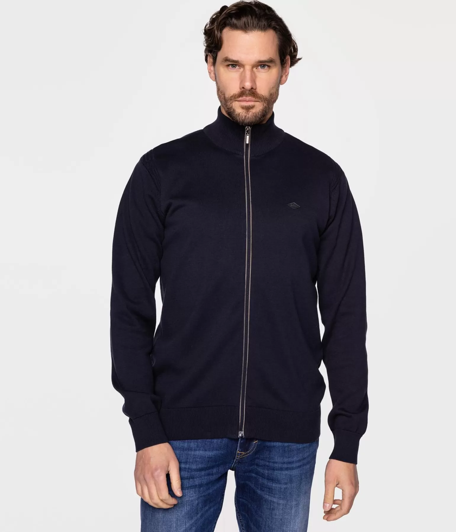 Lee Cooper Swetry*Rozpinany Sweter Ze Stójką BLIK 4401 NAVY