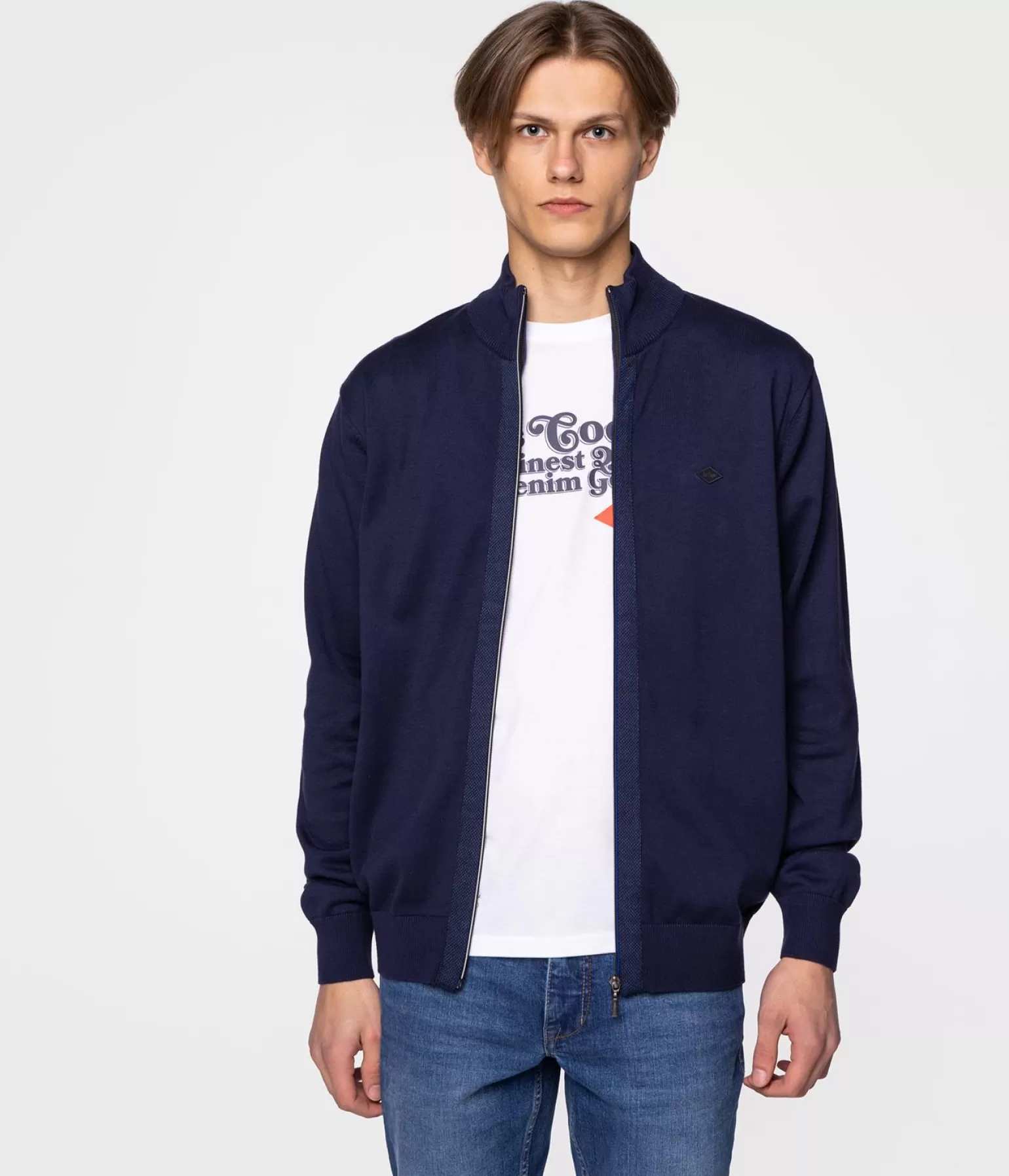 Lee Cooper Swetry*Rozpinany Sweter Ze Stójką BORD 4400 MEDIEVAL BLUE