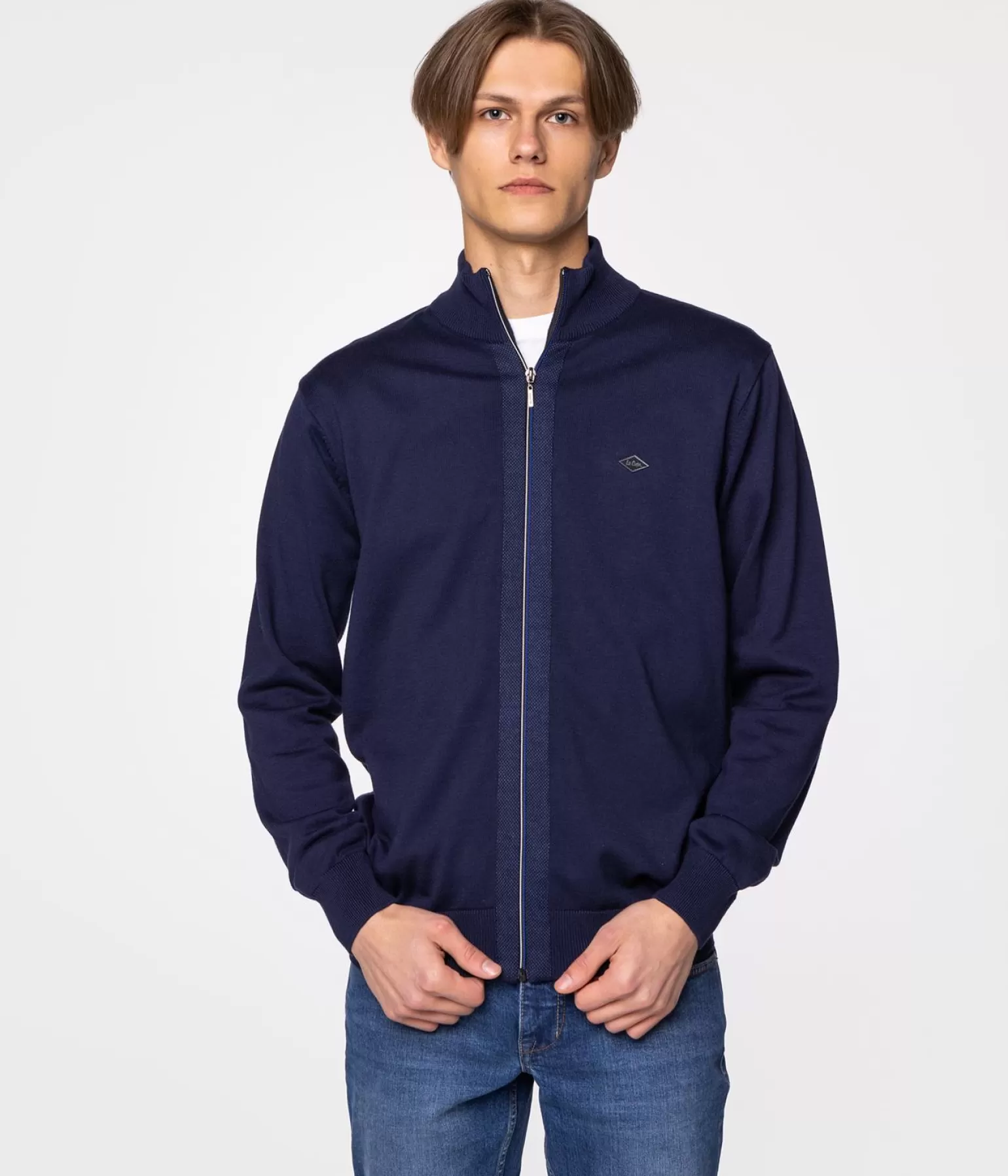 Lee Cooper Swetry*Rozpinany Sweter Ze Stójką BORD 4400 MEDIEVAL BLUE