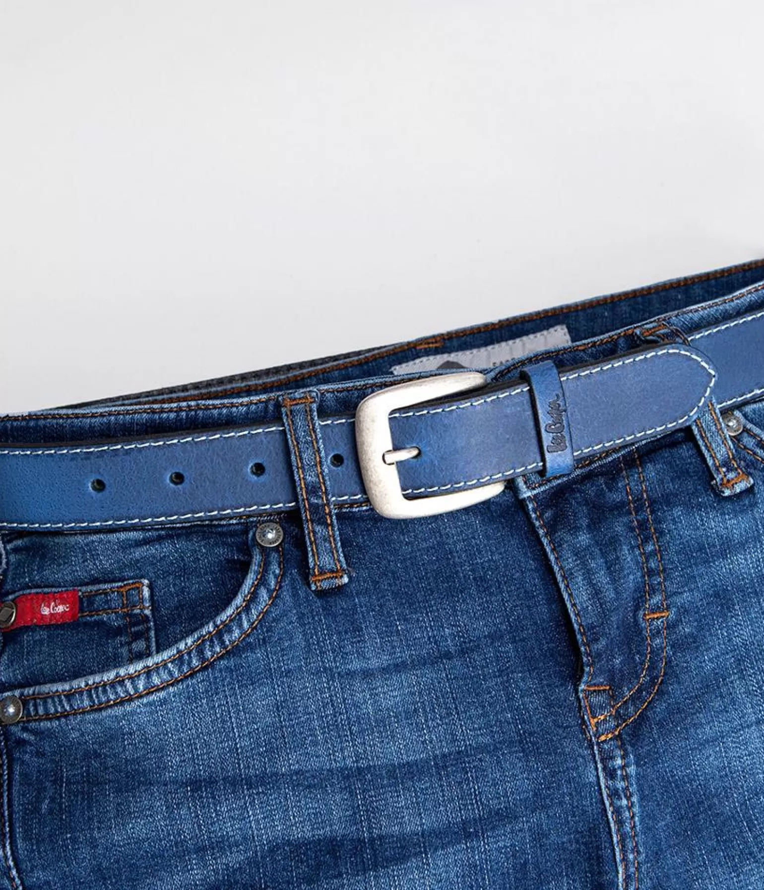 Lee Cooper Paski*Skórzany Pasek LCJ111 BLUE