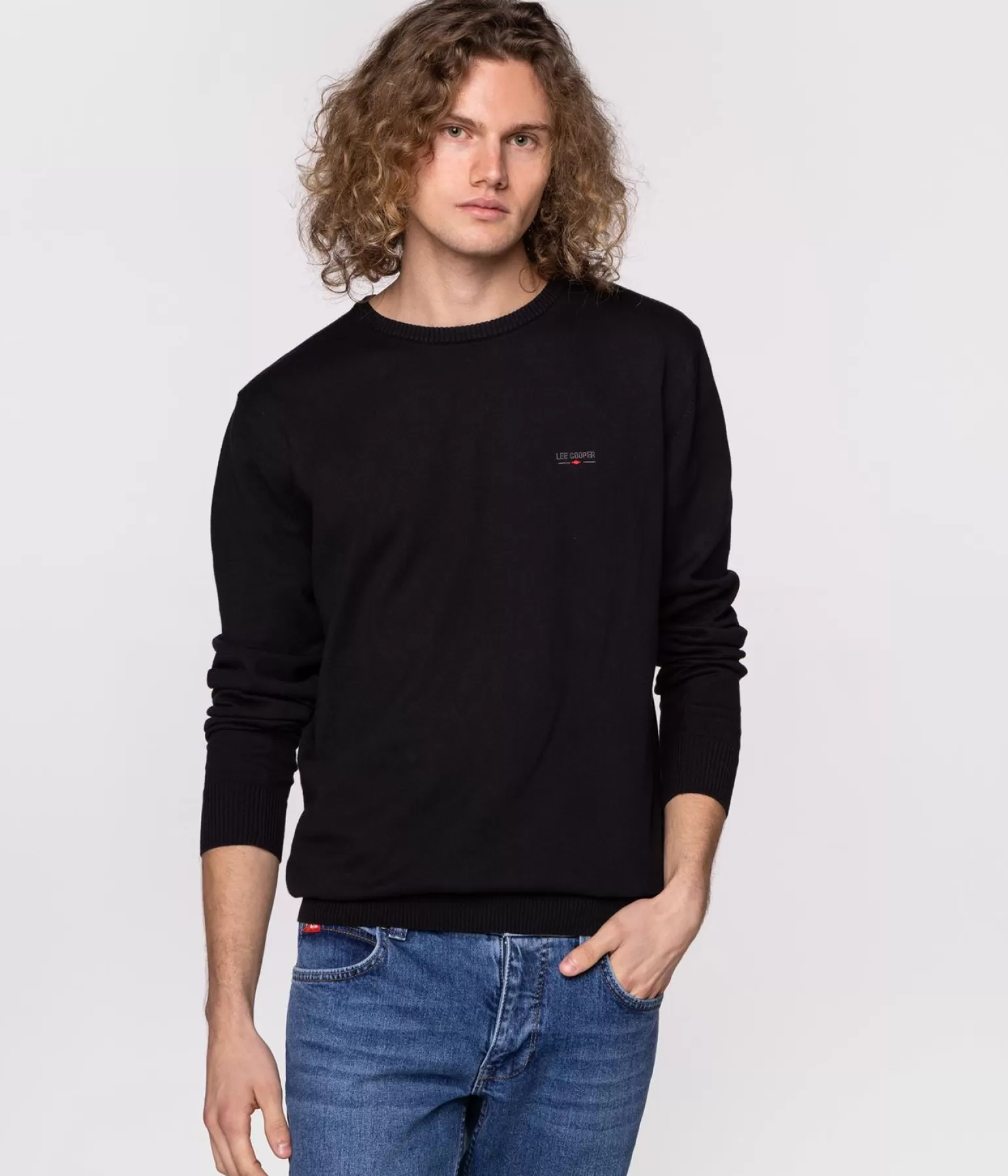 Lee Cooper Swetry*Sweter Z Bawełny Organicznej ANDY ORGANIC BLACK