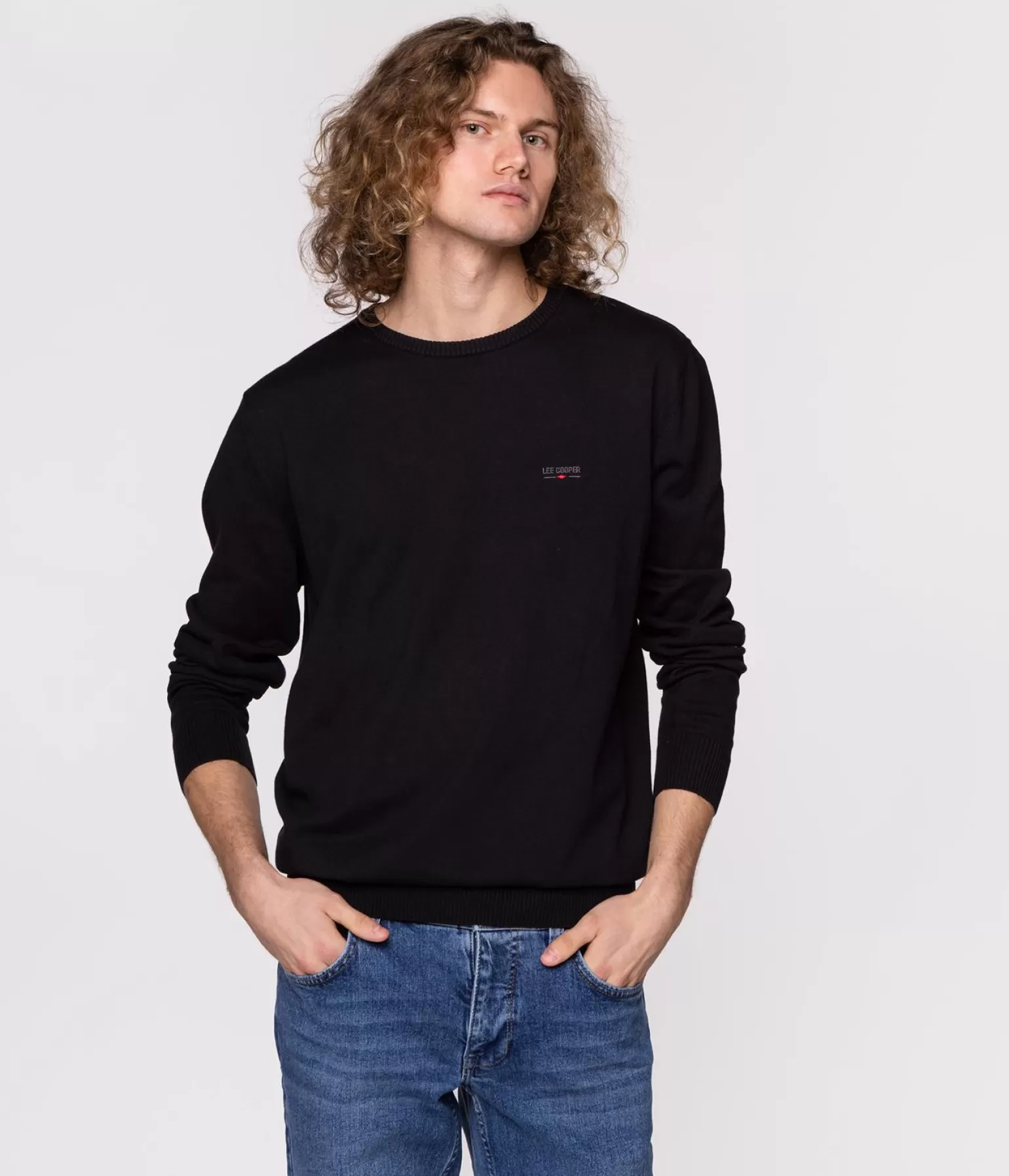 Lee Cooper Swetry*Sweter Z Bawełny Organicznej ANDY ORGANIC BLACK