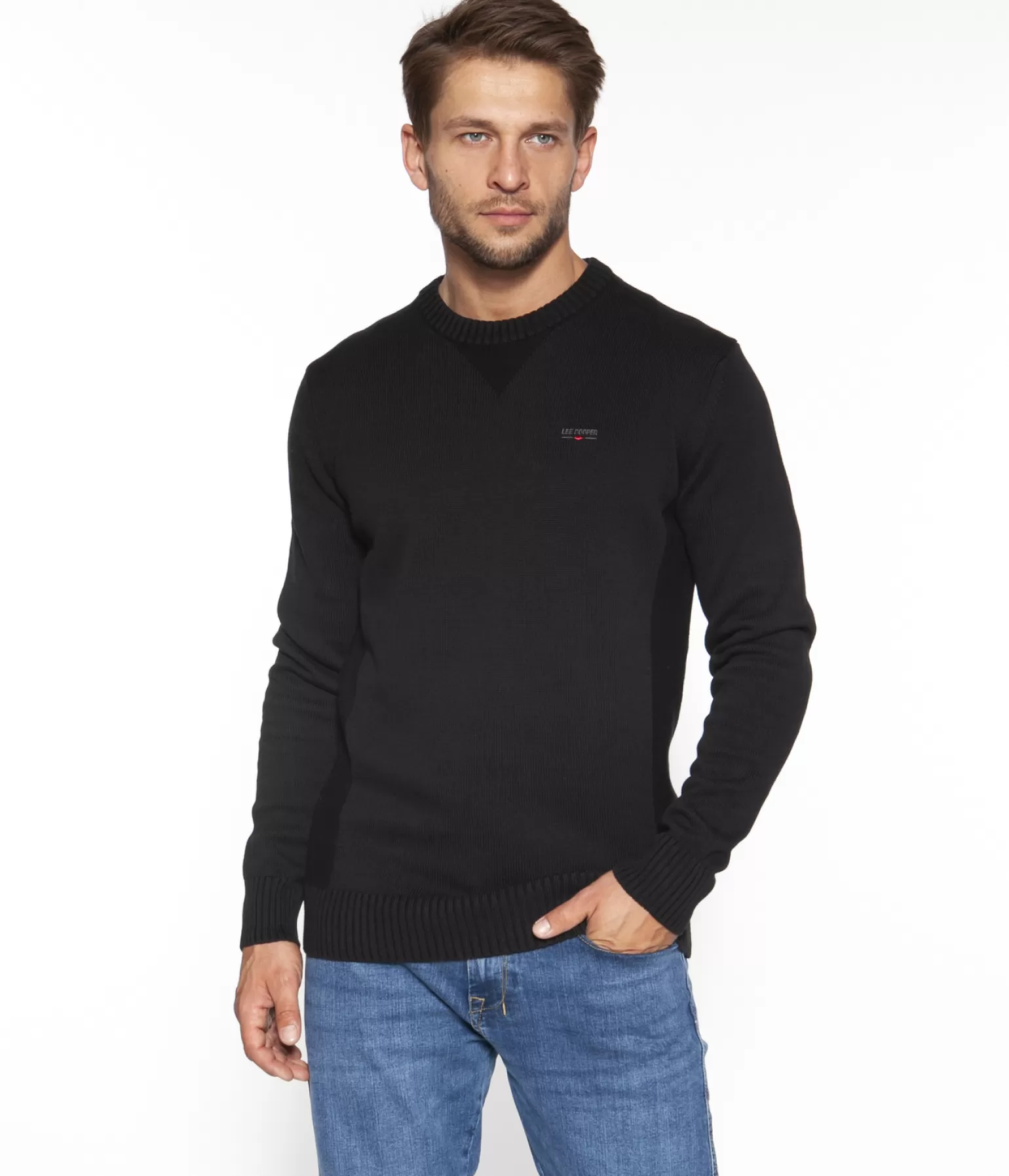 Lee Cooper Swetry*Sweter Z Bawełny Organicznej BILL ORGANIC BLACK