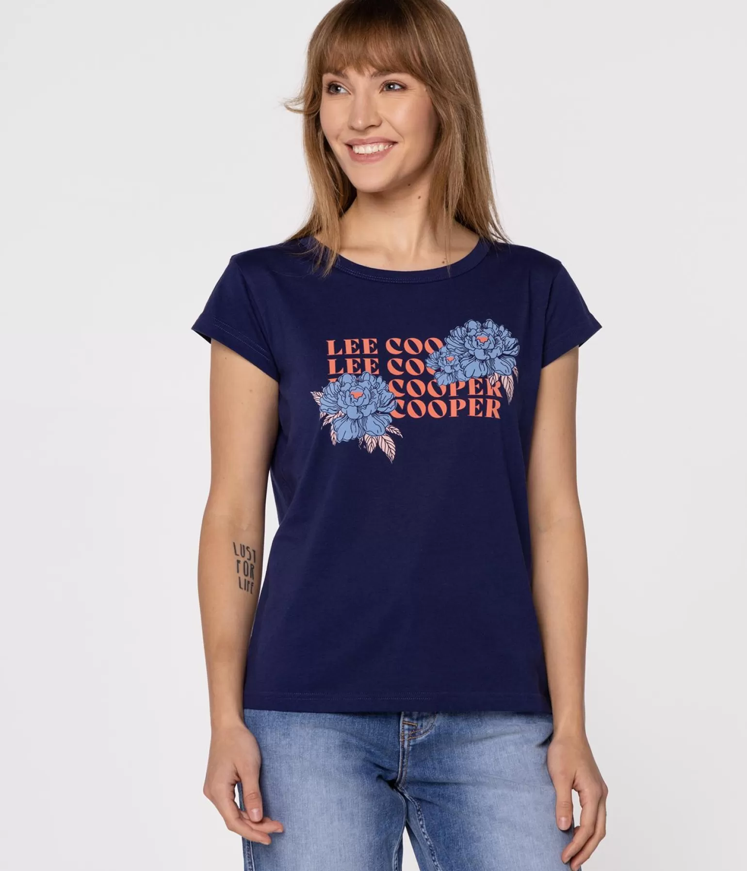 Lee Cooper T-shirty*T-shirt Regular FLOWERS12 1010 MEDIEVAL BLUE