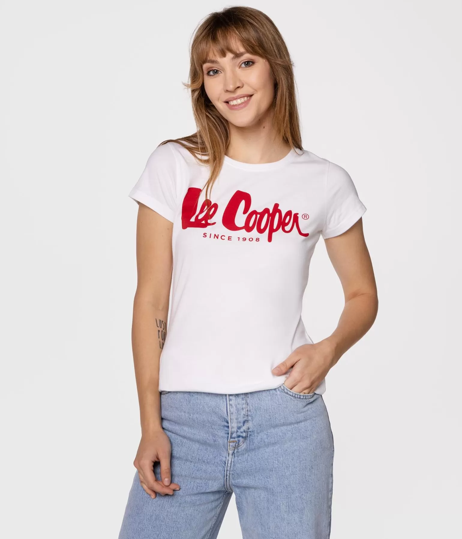 Lee Cooper T-shirty*T-shirt Regular LOGAN3 3030 WHITE RED