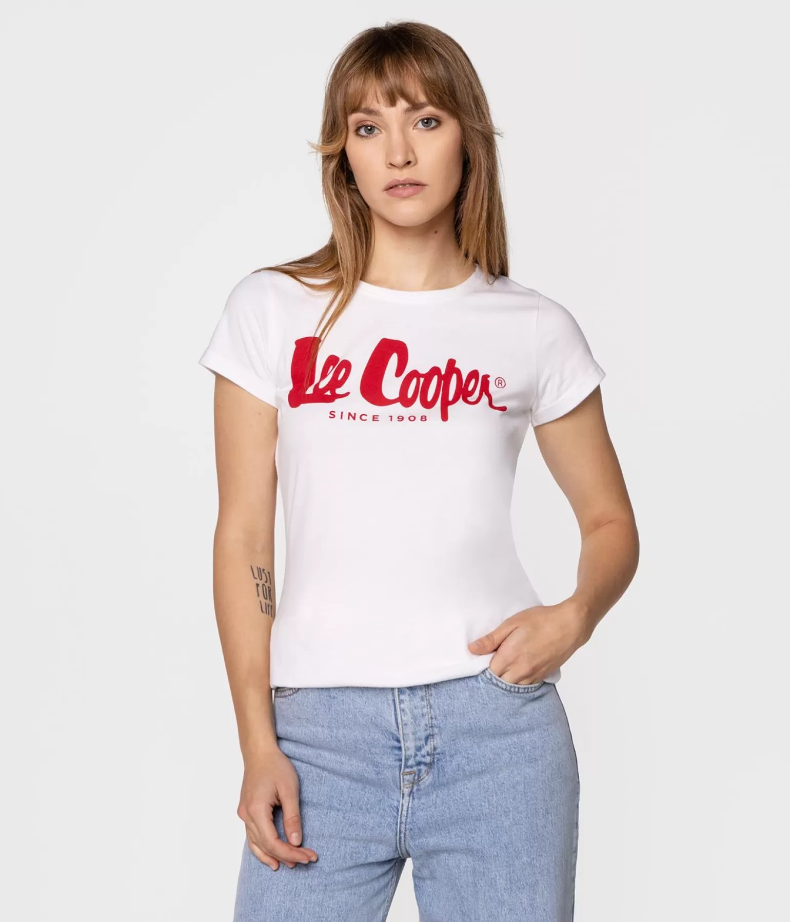 Lee Cooper T-shirty*T-shirt Regular LOGAN3 3030 WHITE RED