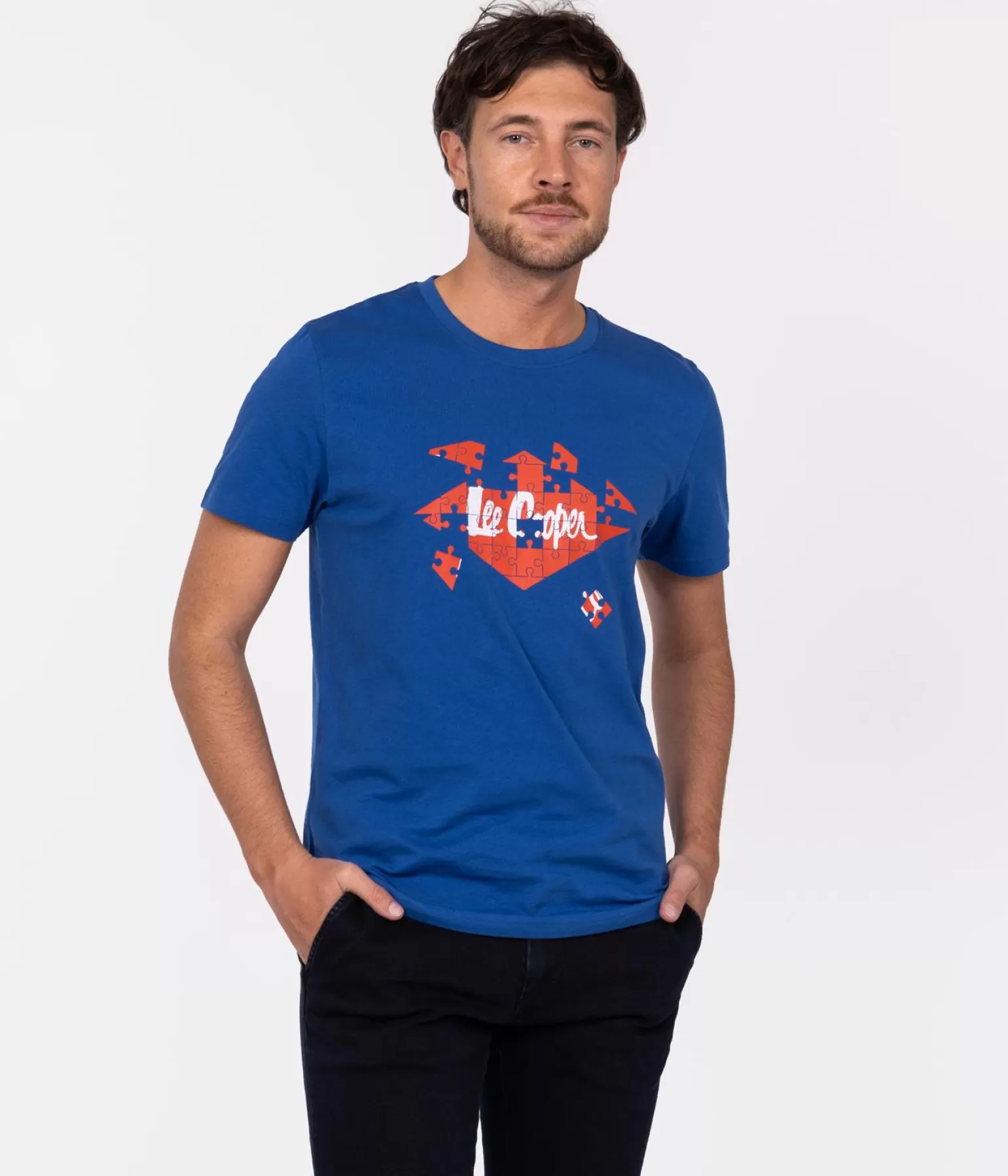 Lee Cooper T-shirty | T-shirty*T-shirt Unisex Z Nadrukiem UNI PUZZLE 2020 TRUE BLUE