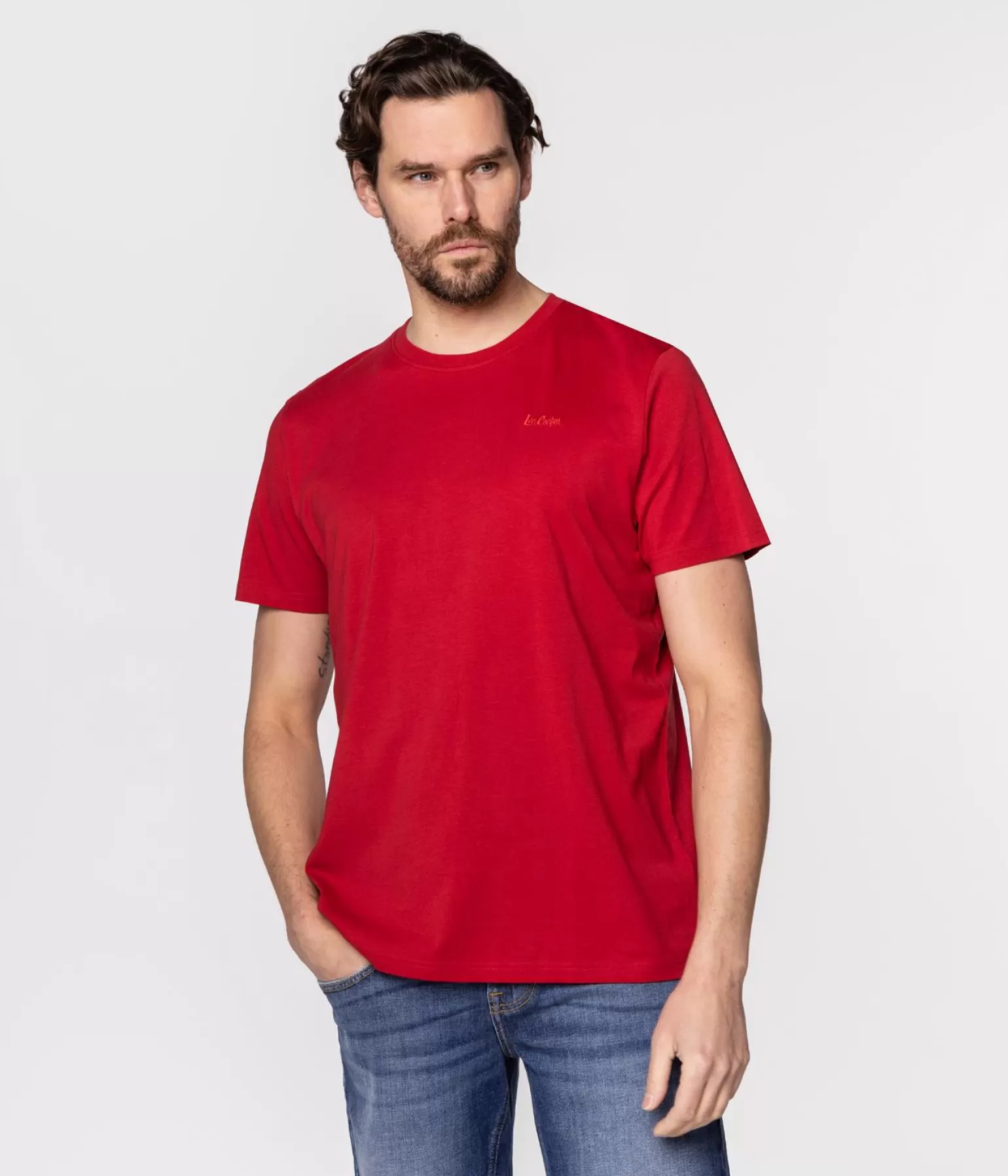 Lee Cooper T-shirty*T-shirt Z Małym Haftowanym Logo  OBUTCH 0875 RED