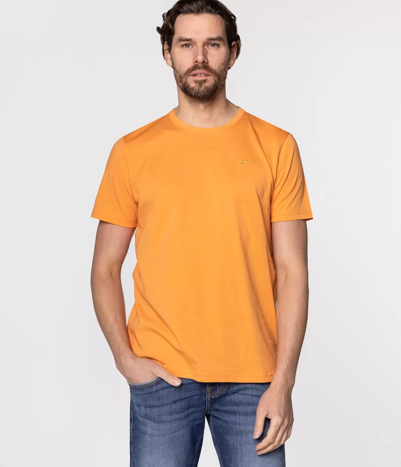 Lee Cooper T-shirty*T-shirt Z Małym Haftowanym Logo  OBUTCH 0875 TANGERINE