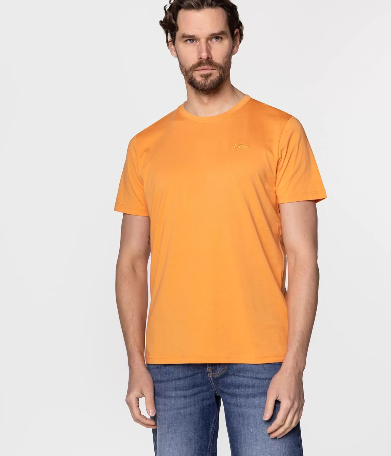 Lee Cooper T-shirty*T-shirt Z Małym Haftowanym Logo  OBUTCH 0875 TANGERINE