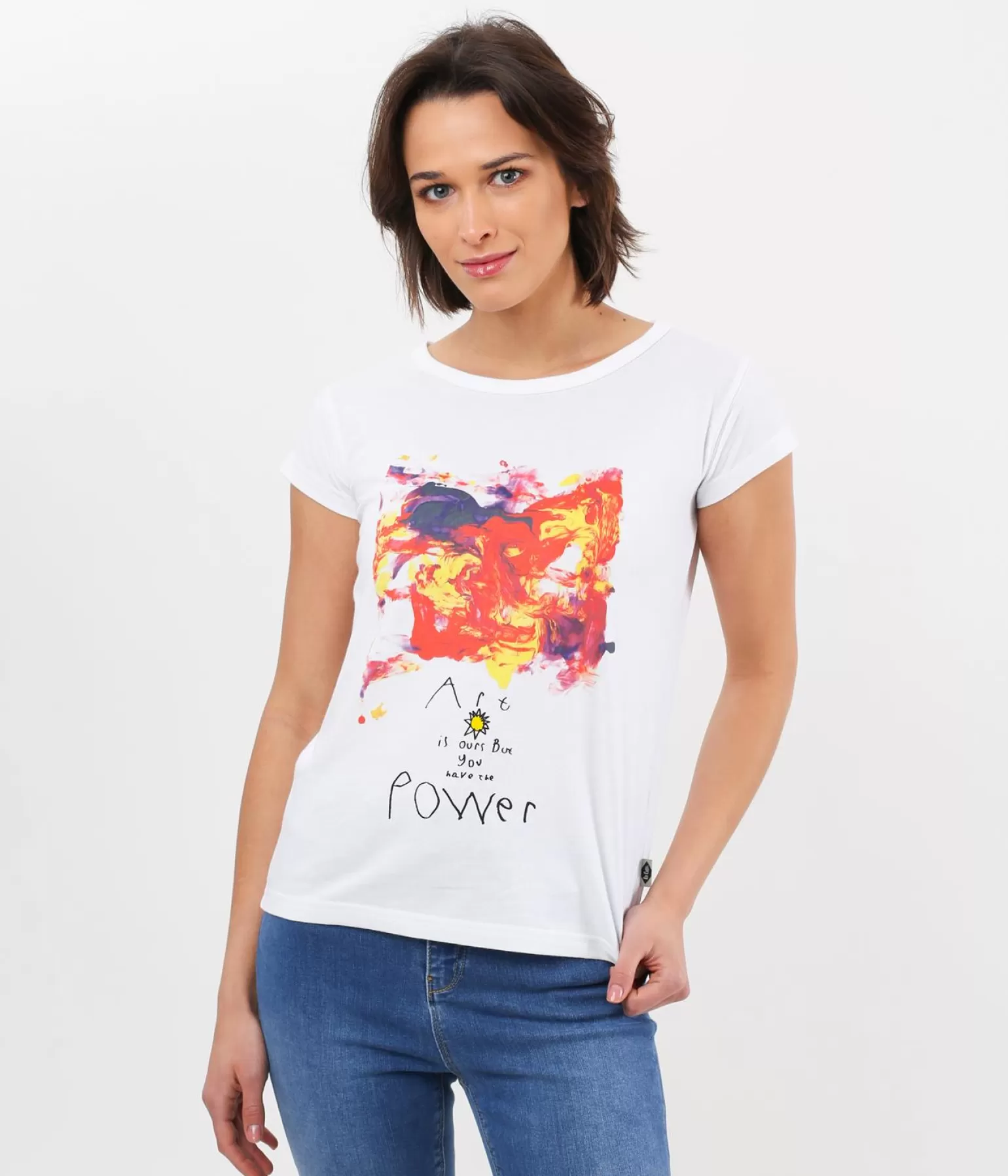 Lee Cooper T-shirty*T-shirt Z Nadrukiem ART POWER 1010 WHITE