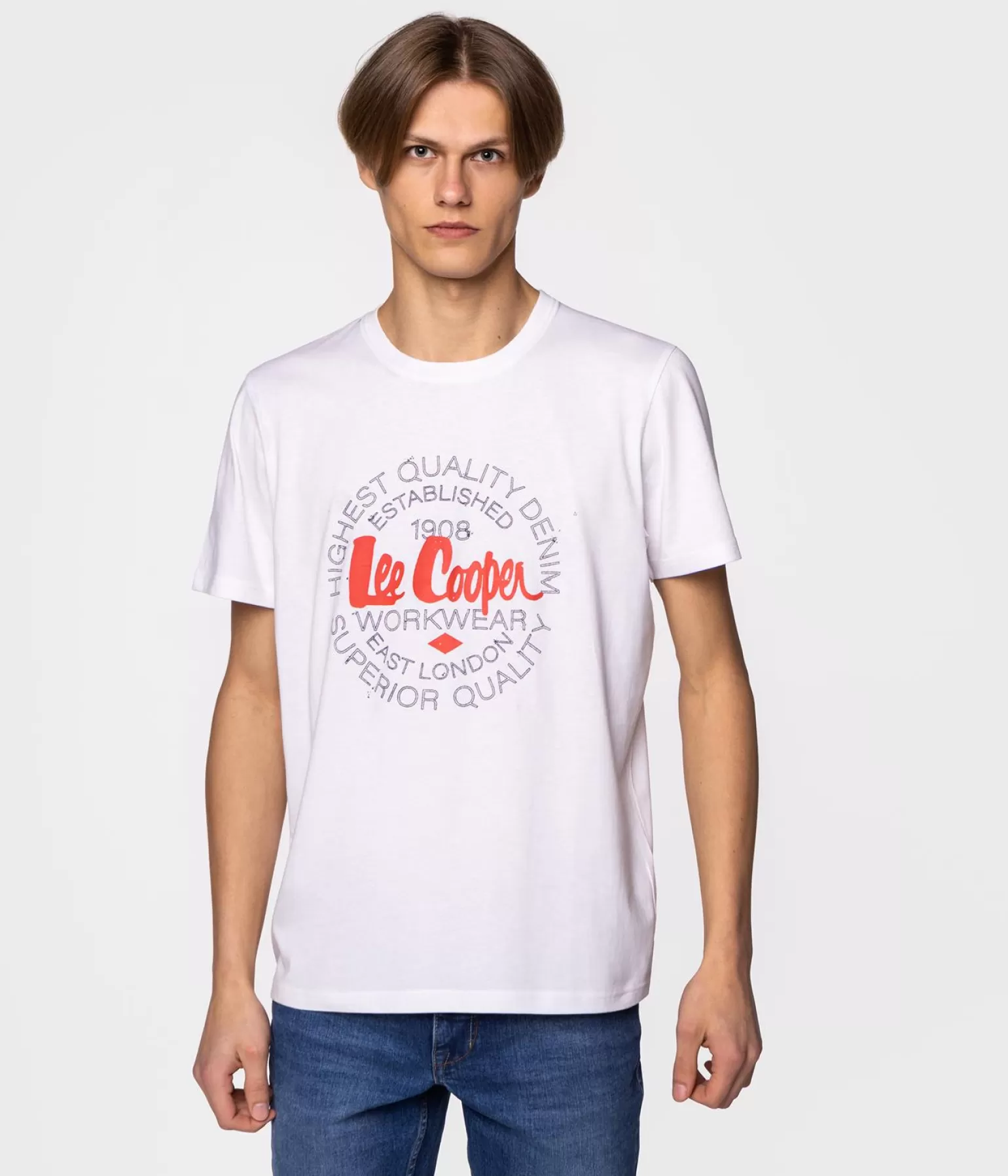 Lee Cooper T-shirty*T-shirt Z Nadrukiem BRAND3 3010 WHITE