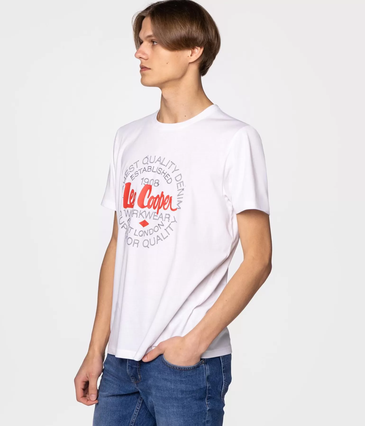 Lee Cooper T-shirty*T-shirt Z Nadrukiem BRAND3 3010 WHITE