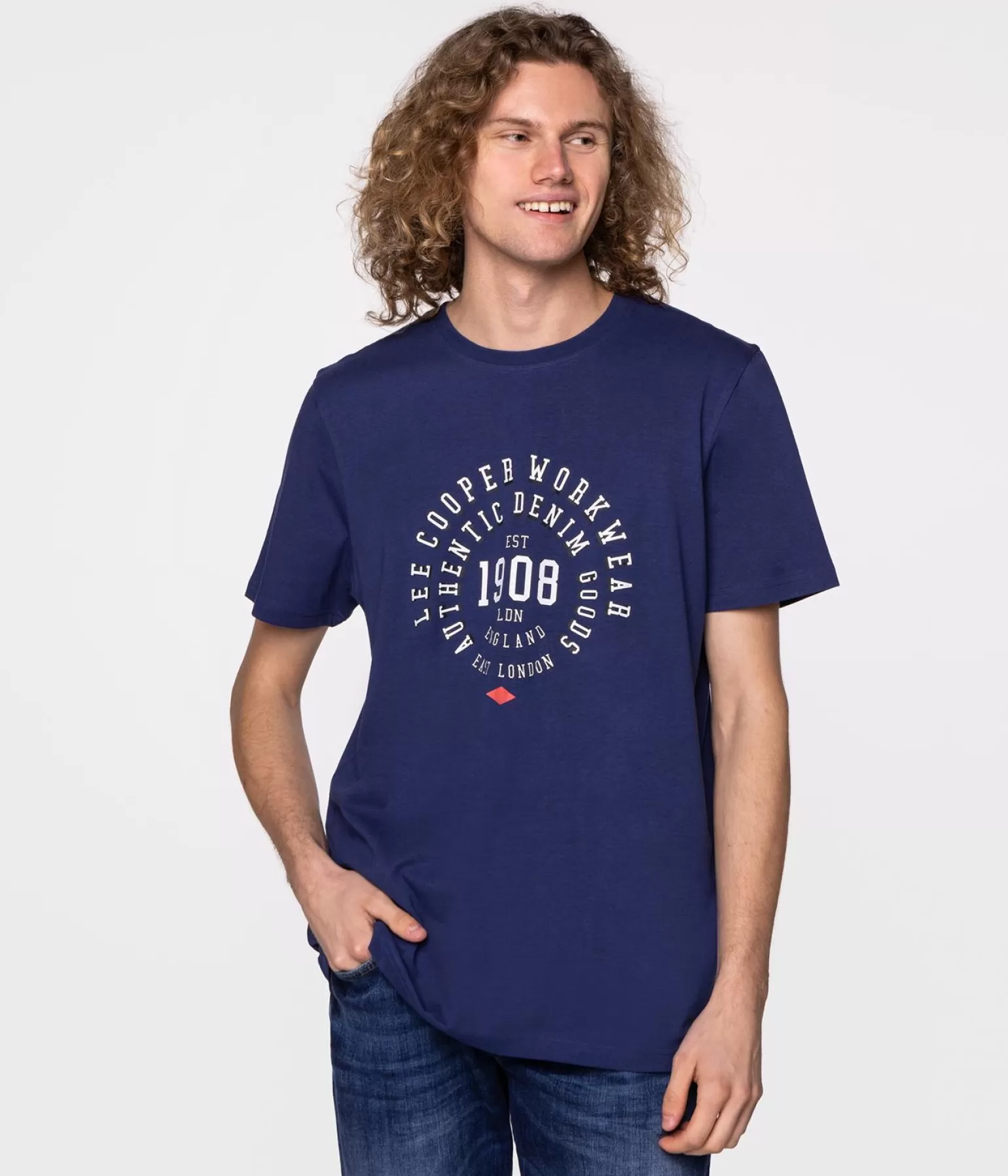 Lee Cooper T-shirty*T-shirt Z Nadrukiem BRAND6 6010 MEDIEVAL BLUE