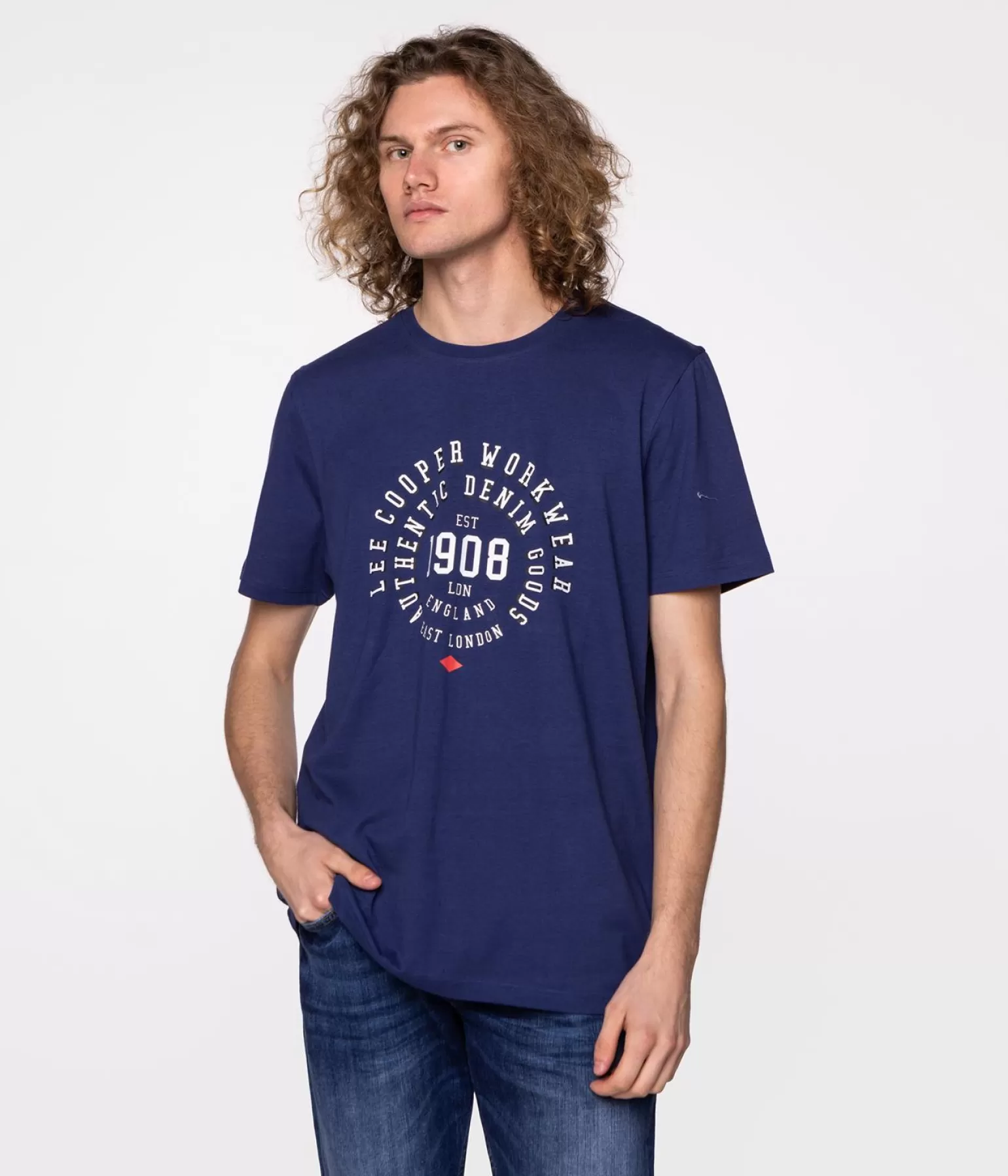 Lee Cooper T-shirty*T-shirt Z Nadrukiem BRAND6 6010 MEDIEVAL BLUE