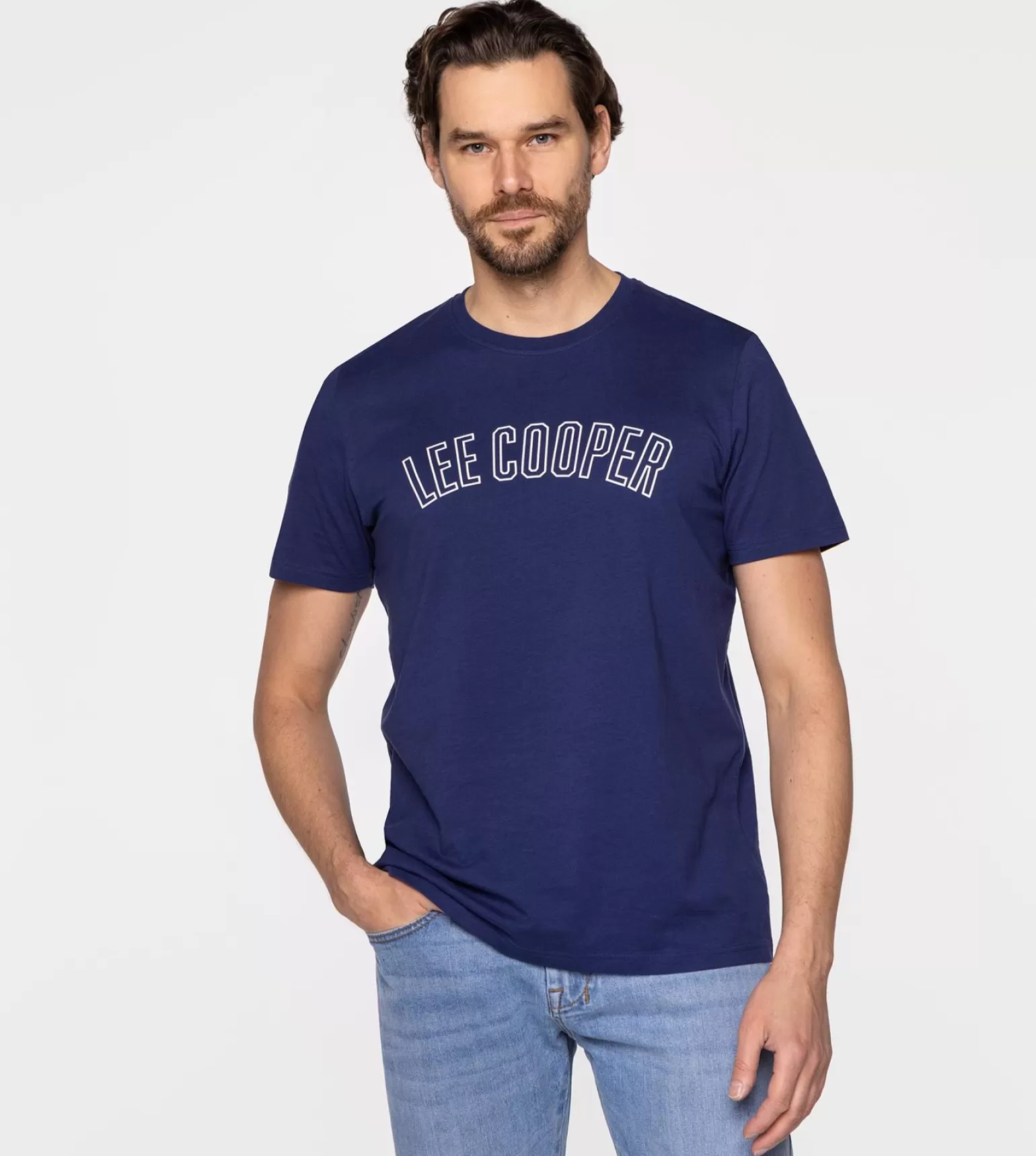 Lee Cooper T-shirty*T-shirt Z Nadrukiem COLLEGE 2400 MEDIEVAL BLUE